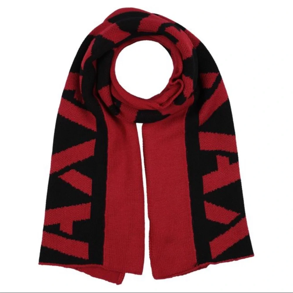 NWT Armani Exchange Scarlet Sega Logo Red & Black Scarf